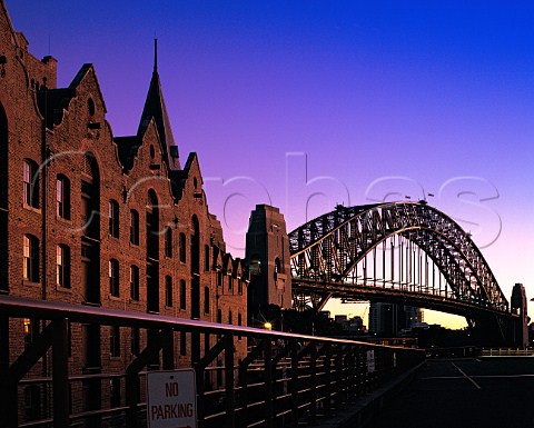 Sydney Harbour Bridge at dawn from the Overseas   Passenger terminal The Rocks Sydney New South   Wales Australia