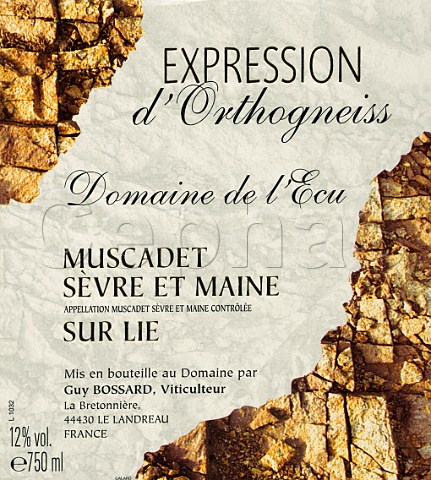 Wine label from bottle of Guy Bossard Expression de   Orthogneiss Domaine de lEcu  Le Landreau   LoireAtlantique France  Muscadet de   SvreetMaine Sur Lie