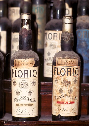 Bottles of 1924 and 1928 Florio Marsala  Sicily Italy