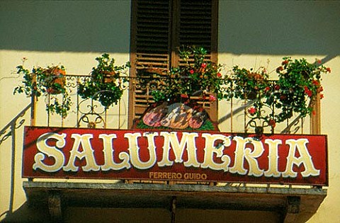 Salumeria delicatessen shop sign   Cocconato Piemonte Italy