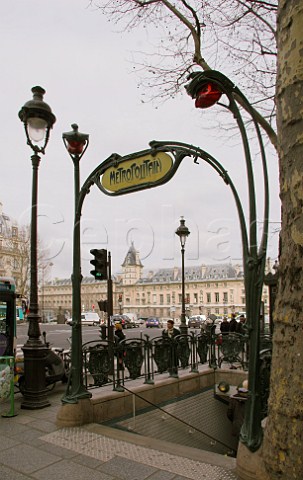 Art deco Metro sign Boulevard Saint Germain Paris  France