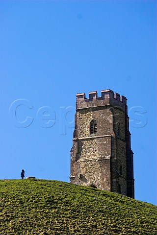 Remains of the 15th Century St Michaels Church   built on Glastonbury Tor Somerset England