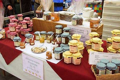 Home made jam stall at Wells Market Somerset  England