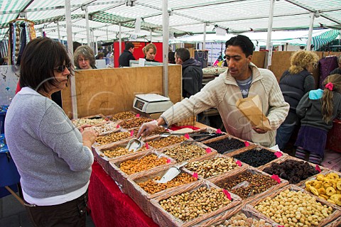 Nut and dried fruit stall at Wells Market Somerset  England