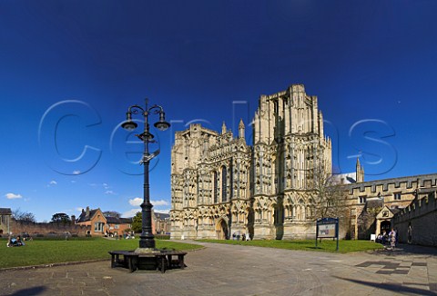 West front of Wells Cathedral City of Wells   Somerset England