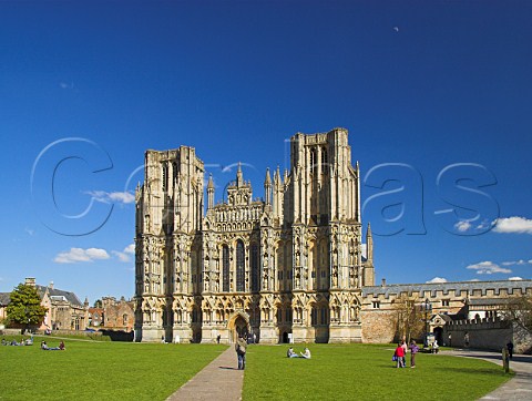 West front of Wells Cathedral City of Wells   Somerset England