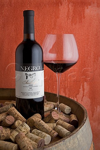 Bottle and glass of Sudisf wine Negro Angelo e   Figli Monteu Roero Piemonte Italy Roero