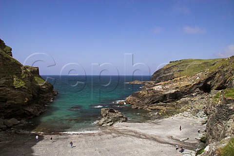 Castle beach below Tintagel Castle associated in   legend with King Arthur Cornwall England