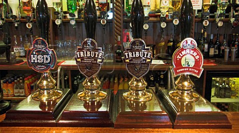 Handpumps at the Ship Inn Pentewan Cornwall   England