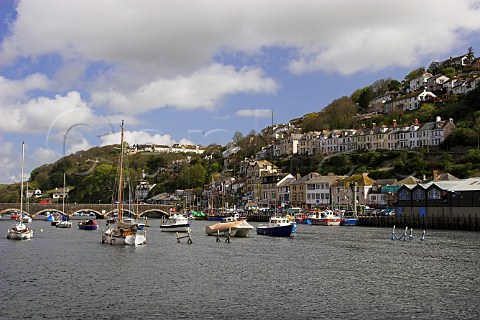 Boats in the harbour at Looe Cornwall England