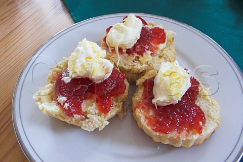 Scones with strawberry jam and clotted cream