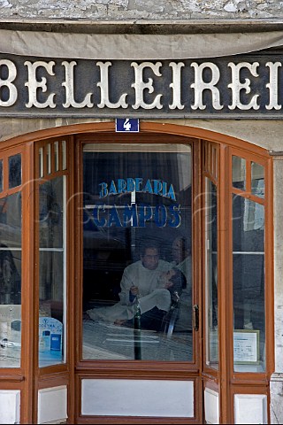 Doorway to Belleirei barbers shop Chiado   Lisbon Portugal