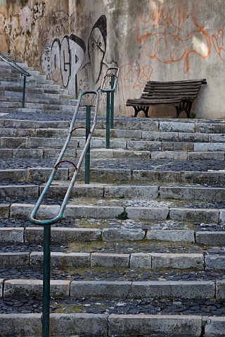 Stairway in Alfama one of the oldest quarters of   Lisbon  Portugal