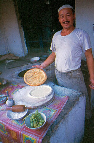 Preparing flat bread western China