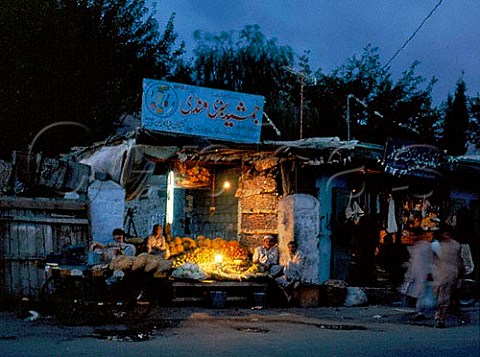 General store at dusk Gilgit northern Pakistan