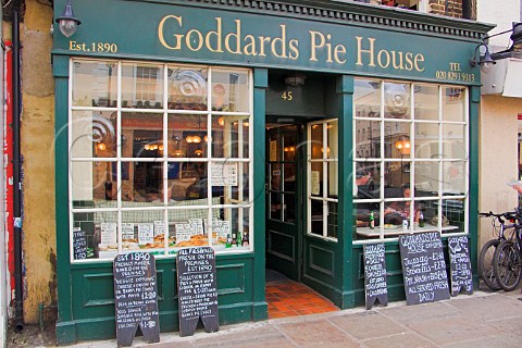 Menu boards outside Goddards Pie House Greenwich   London England