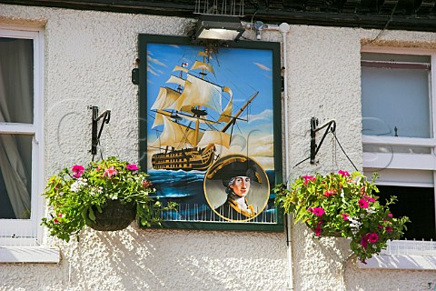 Sign outside the Lord Nelson public house Poole   Dorset England