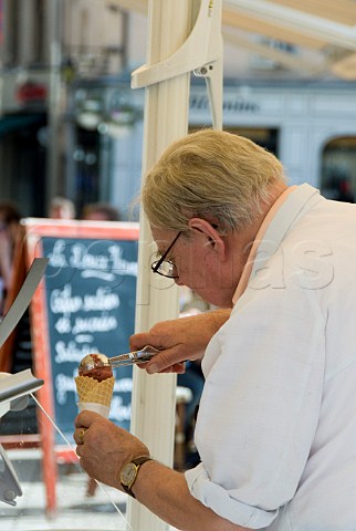 Serving an icecream cornet Beaune Cte dOr  France