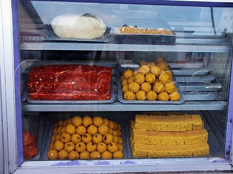 Indian sweets for sale in Anjali Sweet shop   Palavakkam Chennai Madras India  Halwa Laddu    Laddoos Mysore pac