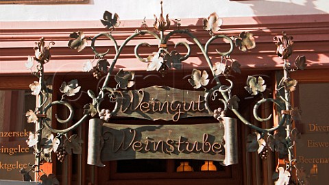 Wrought iron sign outside a winery tasting room   Bernkastel Mosel Germany