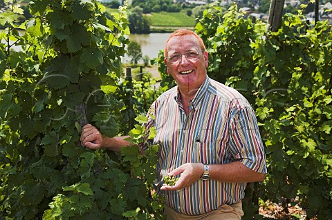 Raimund Prm of Weingut SAPrm in the Wehlener Sonnenuhr vineyard above the Mosel river at Wehlen Germany  Mosel