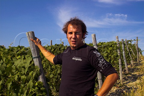 Alessandro Garetto of Tenuta Garetto in his   vineyard near Agliano Terme  Asti Piemonte Italy   Barbera dAsti