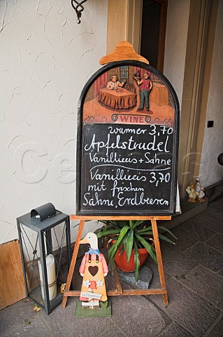 Menu board in restaurant entrance Trittenheim   Mosel Germany