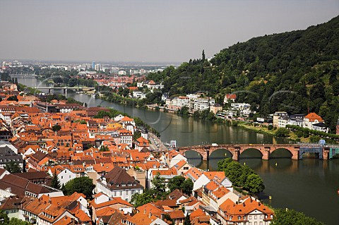 The old town of Heidelberg and Neckar River BadenWrttemberg Germany