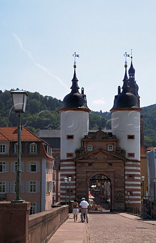 KarlTheodorBrcke bridging the Neckar River and   leading to Heidelbergs Altstadt BadenWrttemberg   Germany