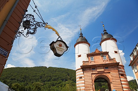 Gateway of KarlTheodorBrcke bridging the Neckar  River and leading to Heidelbergs Altstadt Heidelberg BadenWrttemberg Germany