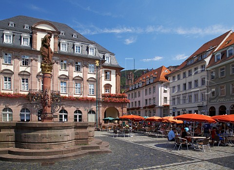 Terrace caf tables in Marktplatz Heidelberg   BadenWrttemberg Germany