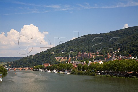 Heidelberg castle overlooking the old town and River   Neckar BadenWrttemberg Germany