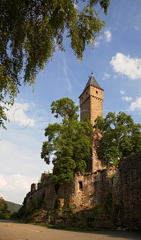 Main tower of 13th Century Schlosshotel Hirschhorn   in the Neckar Valley Hessen Germany