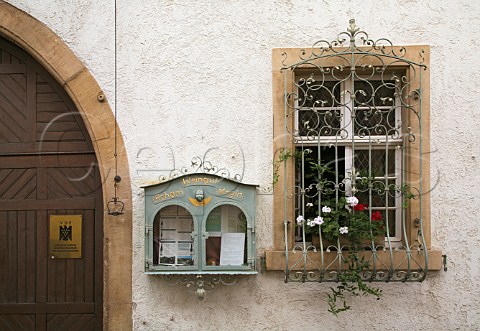 Display case showing wine prices outside Weingut   Acham Magin Forst Germany   Pfalz