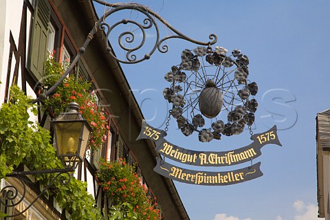 Wrought iron sign outside Weingut A Christmann   NeustadtGemmeldingen Germany  Pfalz
