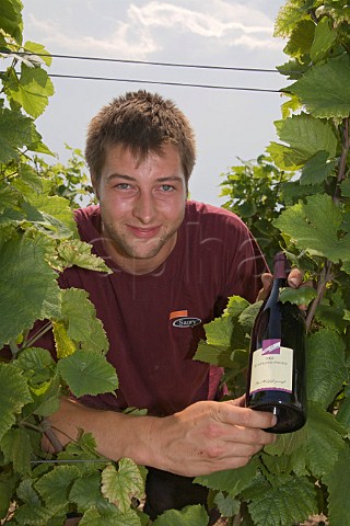 Michael Gutzler winemaker at Weingut Gutzler in his   Sonnenberg vineyard Gundheim Germany  Rheinhessen