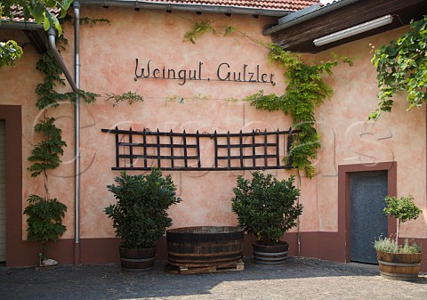 Sign in courtyard of Weingut Gutzler Gundheim   Germany  Rheinhessen