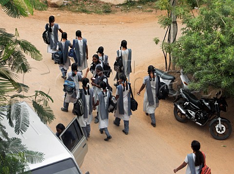Students leaving Nellai Nadar Secondary School   Chennai Madras India