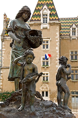 Bronze statue in front of the town hall in   Meursault Cte dOr France Cte de Beaune