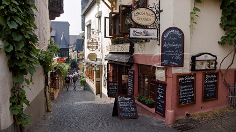 The Drosselgasse a narrow street of wine bars and   taverns in Rdesheim Rheingau Germany