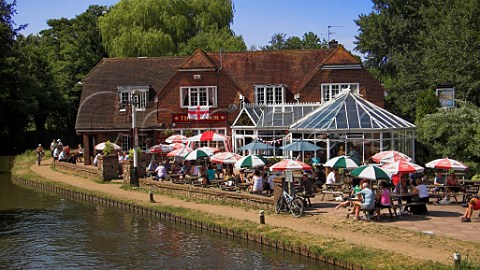 The Anchor Public House on the River Wey Navigation   canal at Pyrford Surrey