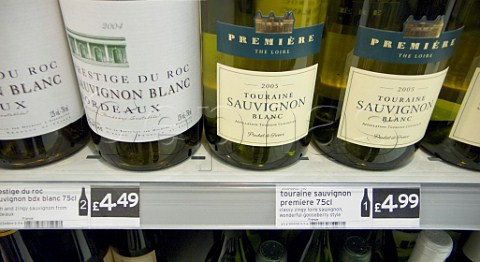 French wine on sale in a UK supermarket with   sweetdry grading shelfedge labels