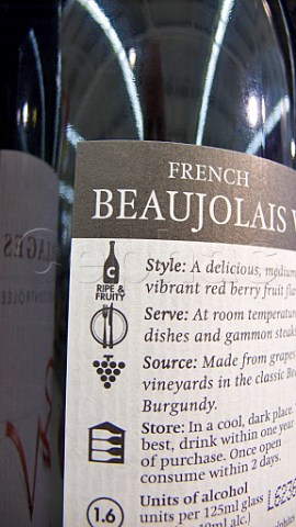Sweetdry grading system on back label of a bottle   of Beaujolais Villages wine