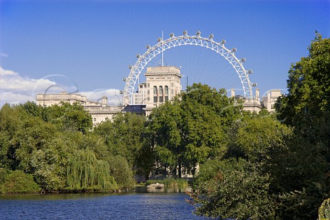London Eye observation wheel seen across St   Jamess Park London