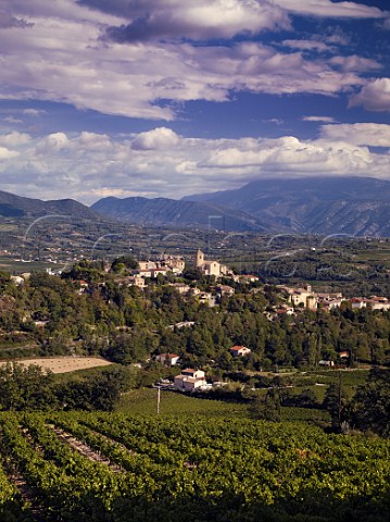 Vineyards around village of Vinsobres with Mont   Ventoux in distance Vaucluse France  Vinsobres    Ctes du RhneVillages