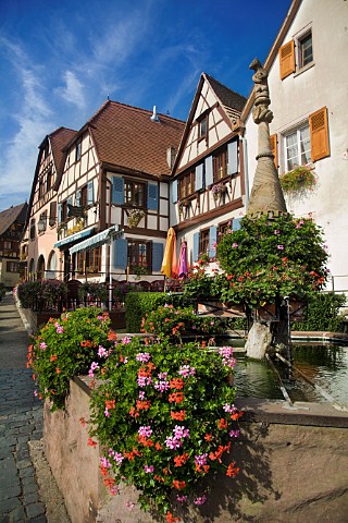 Fountain in the wine town of DambachlaVille   BasRhin France  Alsace