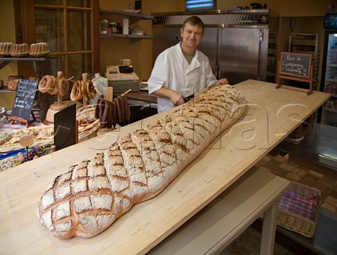 Two metre Pain de Campagne in small bakery   Ribeauvill HautRhin France  Alsace