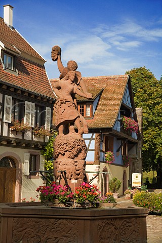 Statue depicting grape treading Kientzheim   HautRhin France  Alsace