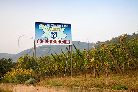Sign in Goldert Grand Cru vineyard Gueberschwihr   HautRhin France  Alsace
