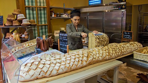 Two metre Pain de Campagne in small bakery   Ribeauvill HautRhin France Alsace